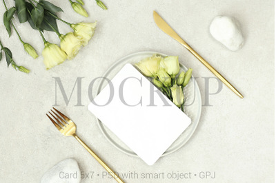 Mockup wedding card with flowers &amp; FREE BONUS