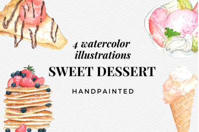 Watercolor Sweets Desserts, Invitation Hot Dessert, Ice cream