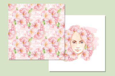 Spring girl PNG sublimation and seamless pattern