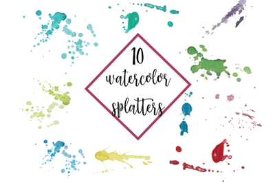 Watercolor Splatters Clipart, Watercolor Shapes, Paint Splatter