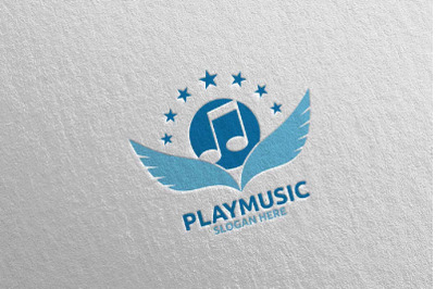 Music Logo with Note and Play Concept 11