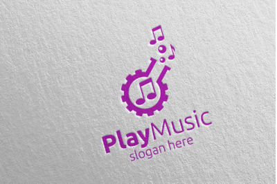 Music Logo with Note and Play Concept 12