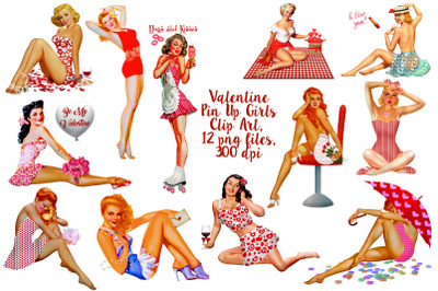 Valentine Pin Up Girls Clip Art