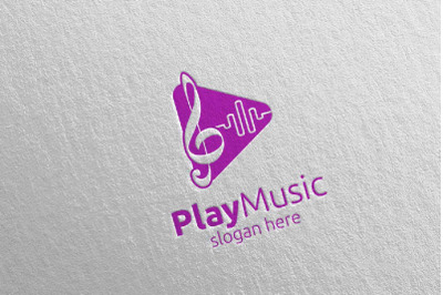 Music Logo with Note and Play Concept 13