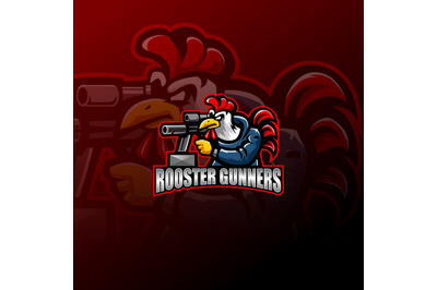 Rooster gunners mascot logo design