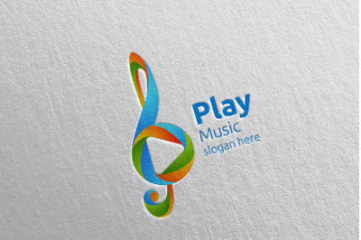 Music Logo with Note and Play Concept 14