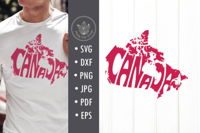 Canada SVG cut file&2C; Typography in map shape