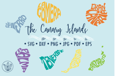 Canary Islands Word Art Svg Dxf Eps Png Jpg&2C; Cut file