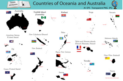 Countries of Oceania and Australia