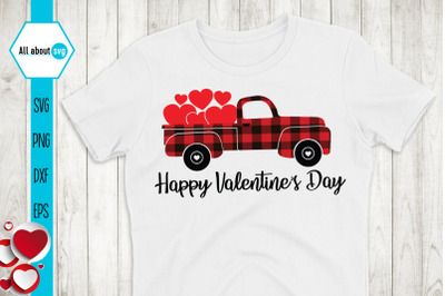 Happy Valentines Day, Valentines Buffalo Plaid Truck Svg