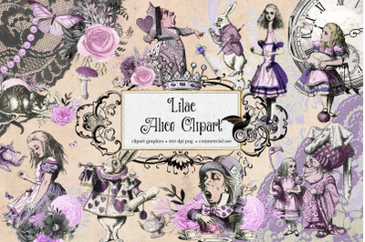 Lilac Alice in Wonderland Clipart