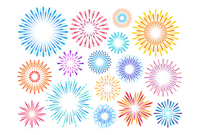 Festive Fireworks Celebrating Design Element Set