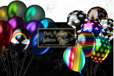 Dark Rainbow Balloons Clipart