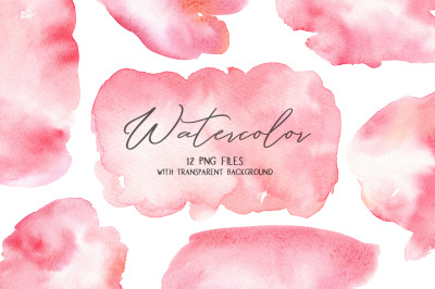 Pink Blush Watercolor Stains Splashes