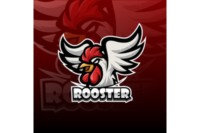 Rooster esport mascot logo design