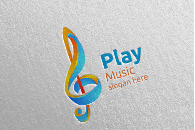 Music Logo with Play and Note Concept 17