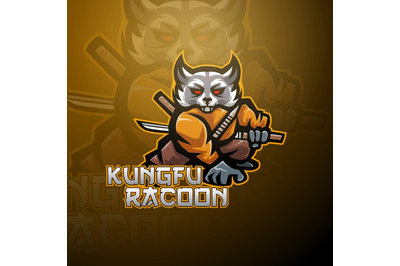 Kungfu raccoon esport mascot logo design