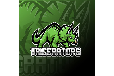 Triceratops esport mascot logo design