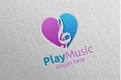 Love Music Logo with Play Concept 21