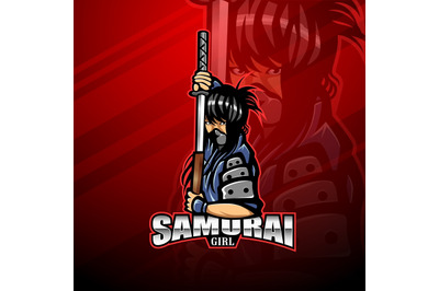 Samurai girl esport mascot logo