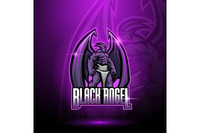 Black angel esport mascot logo design