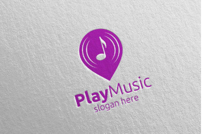 Music Logo with Pin Concept 24