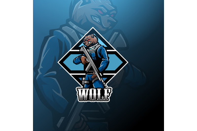 Wolf gunner esport mascot logo