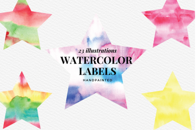 Watercolor Stars Clip, Watercolor Texture Star Clipart, Night Sky Clip
