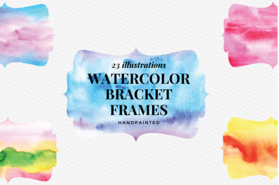 Bracket Watercolor Frames, Watercolor Texture Labels Clipart