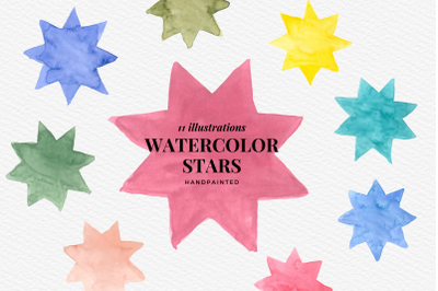 Hand-painted Watercolor Stars, Watercolor love stars