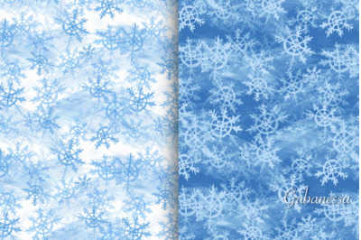 Patterns with snowflakes. Winter watercolor background