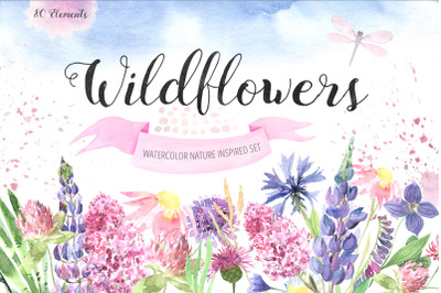 Watercolor Wildflowers Set