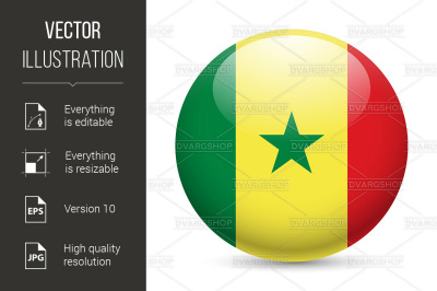 Round glossy icon of Senegal