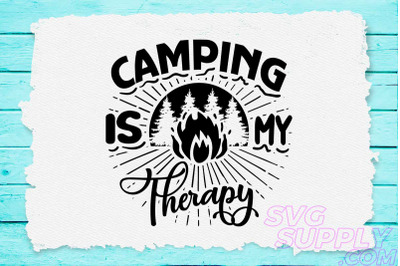 Camping is my happy place svg design for adventure tshirt