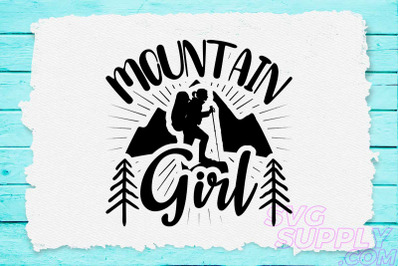 Mountain girl svg design for adventure print