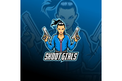 Shoot girl esport mascot logo