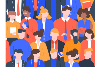 Business people crowd pattern. Office colleague characters, group of b