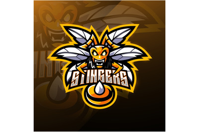 Angry bee esport mascot logo design