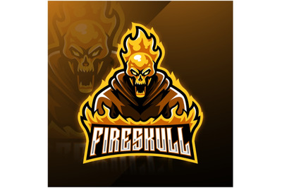 Fire skull esport mascot logo design