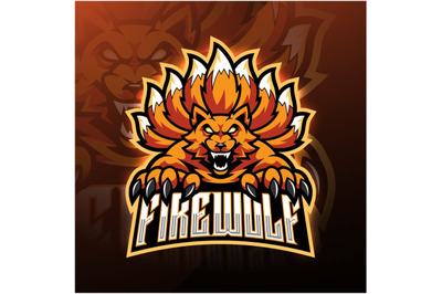 Fire wolf esport mascot logo design