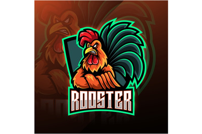 Rooster esport mascot logo design