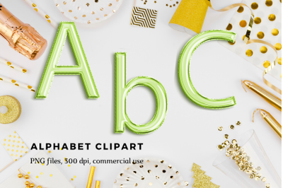 Green foil balloon alphabet clipart, Green balloons, Green Foil