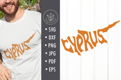 Cyprus SVG cut file, Typography in map shape