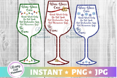 Wine Glass Holiday Care Card Pack, PNG, Print and Cut