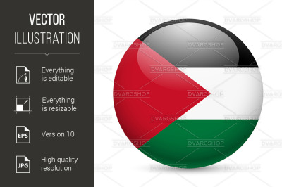 &quot;Round glossy icon of Palestine&quot;