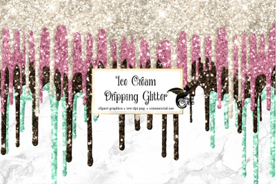 Ice Cream Dripping Glitter Clipart