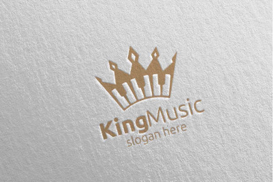 Music Logo with King and Piano Concept 27