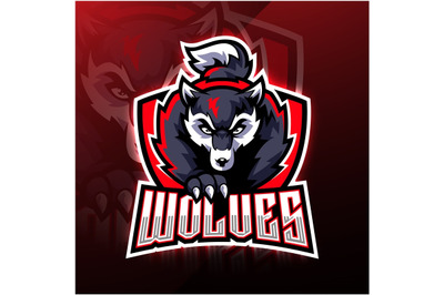 Wolf esport mascot logo design