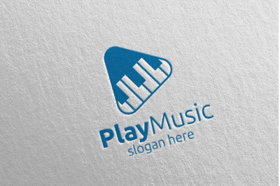 Music Logo with Piano and Play Concept 29