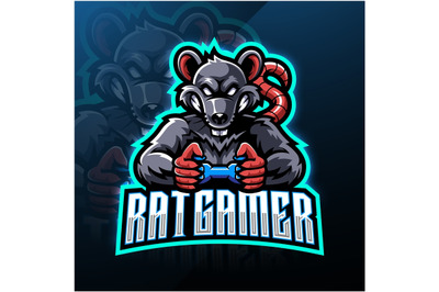 Rat gamer esport mascot logo